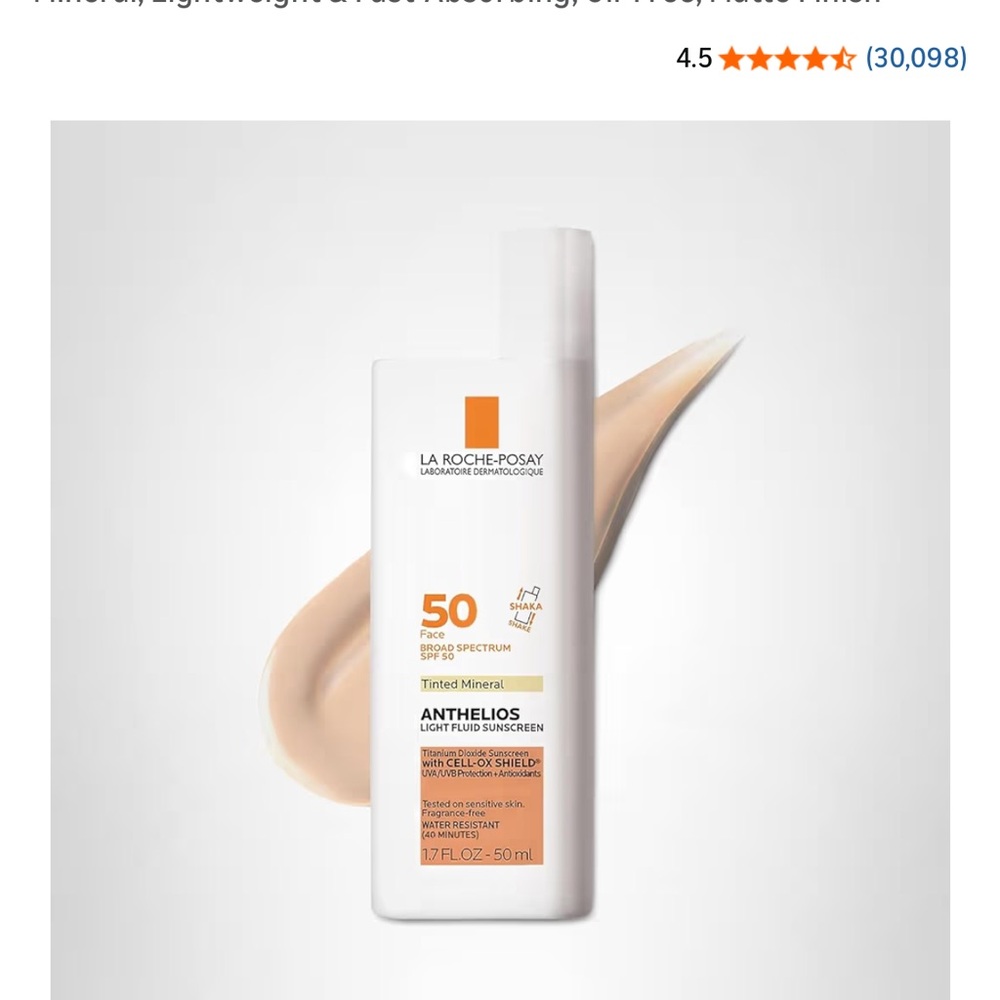 La Roche-Posay Anthelios Tinted Light Fluid Sunscreen SPF 50 - Cream
